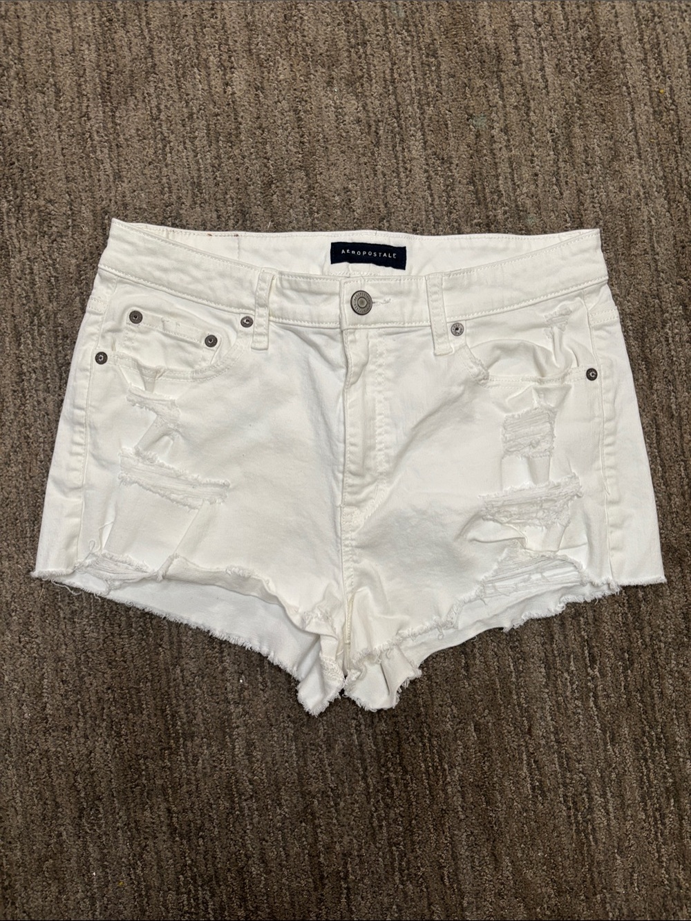 Aeropostale White Distressed Denim Cutoff Shorts